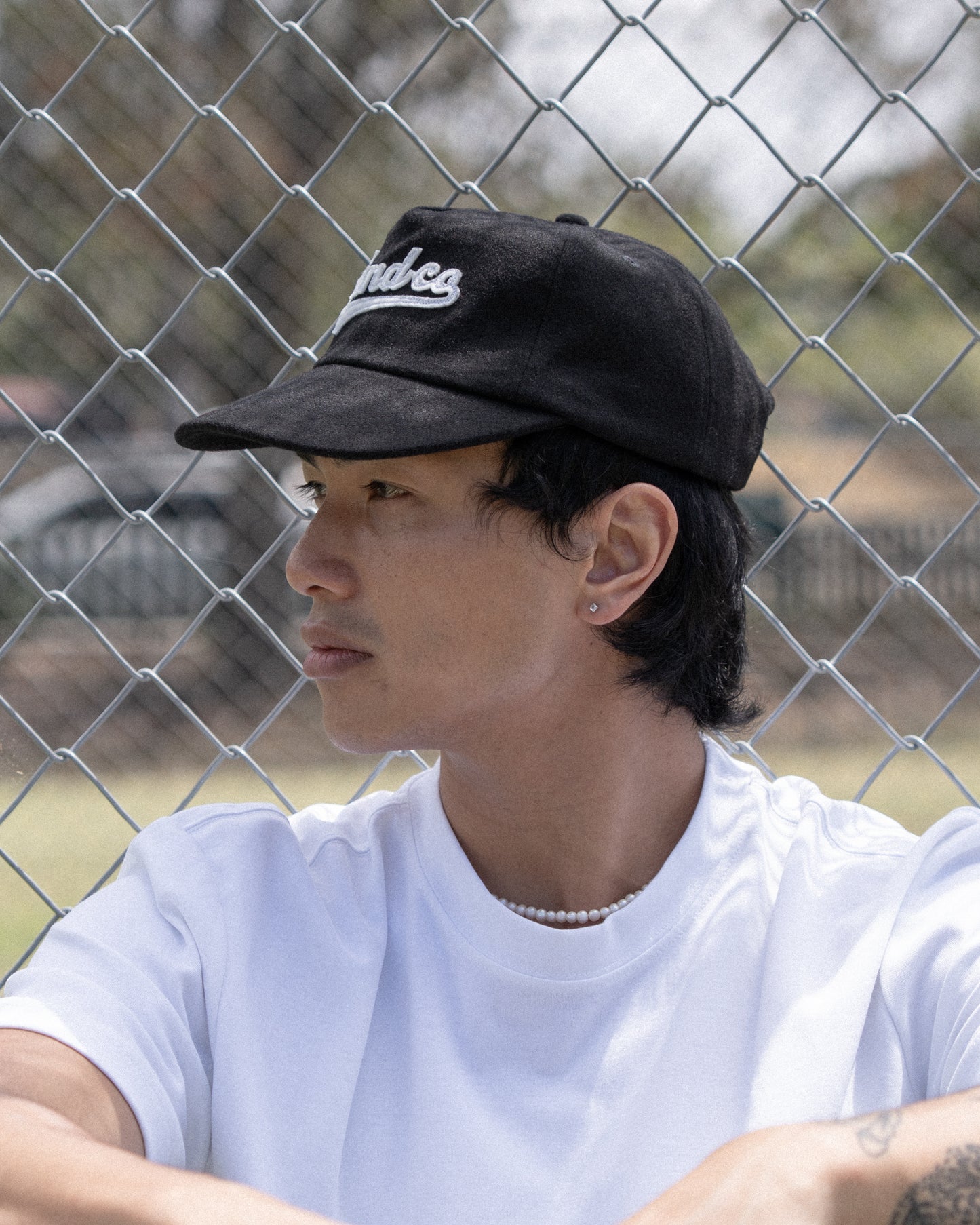 Script Ball Cap - Wide Brim 5 Panel - Black