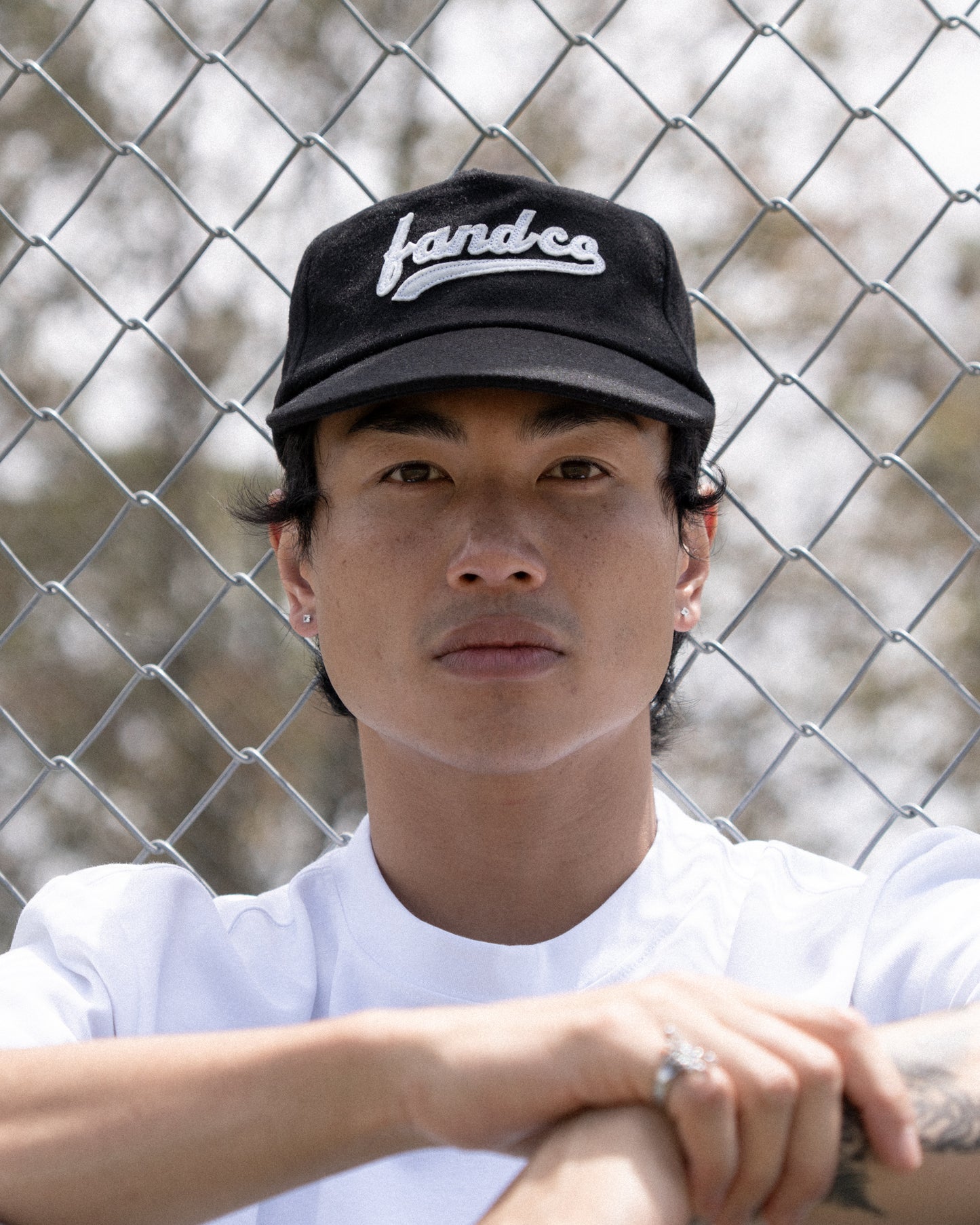 Script Ball Cap - Wide Brim 5 Panel - Black
