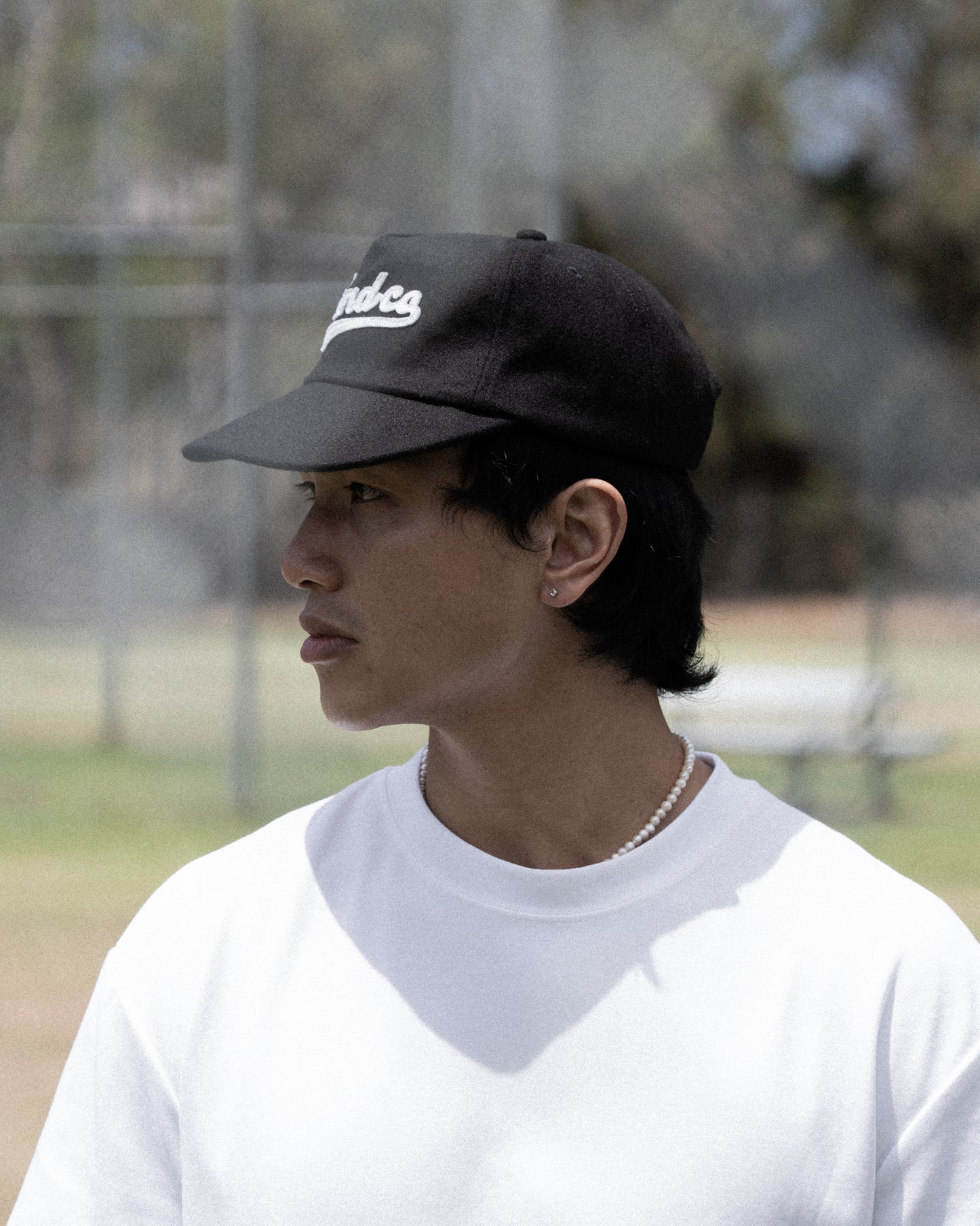 Script Ball Cap - Wide Brim 5 Panel - Black