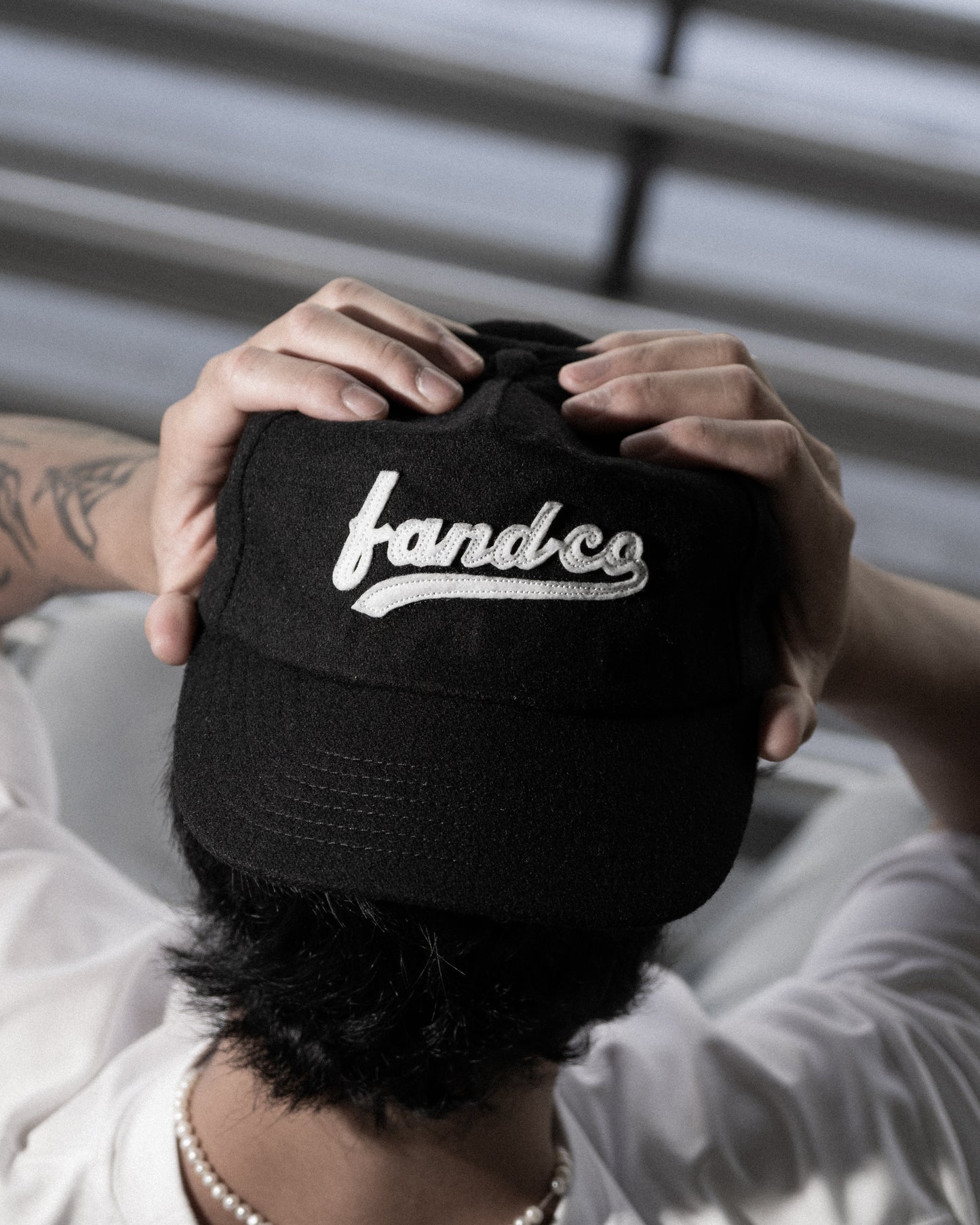Script Ball Cap - Wide Brim 5 Panel - Black