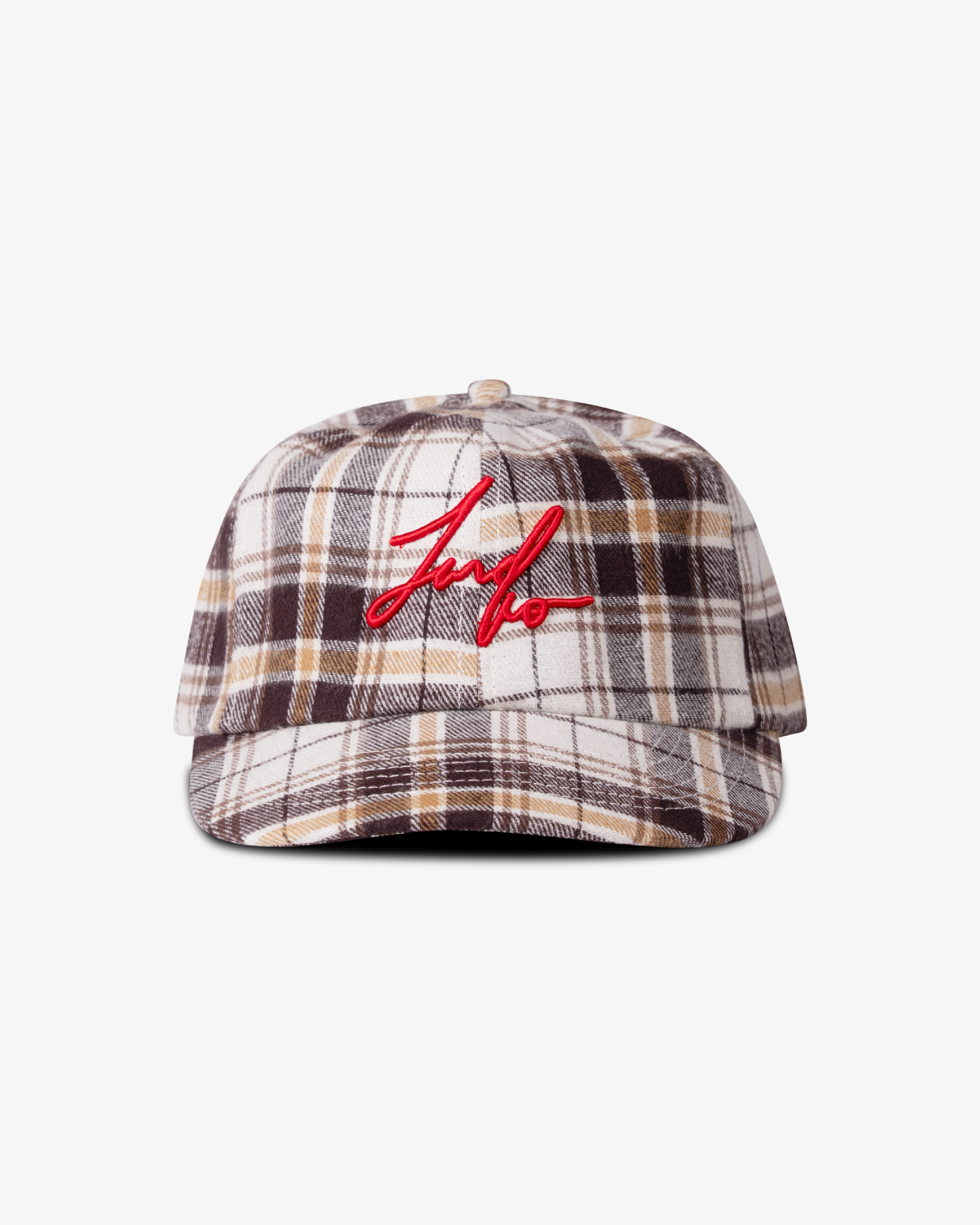 Winter Plaid Cap - Short Brim 6 Panel - Brown