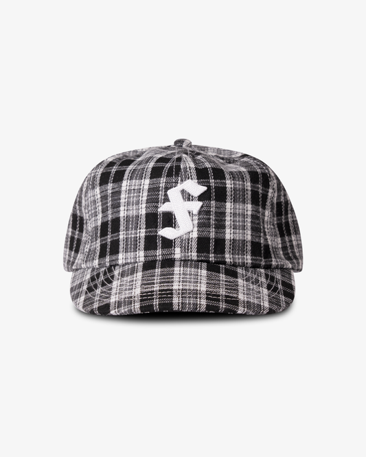 Winter Plaid Cap - Short Brim 6 Panel - Black