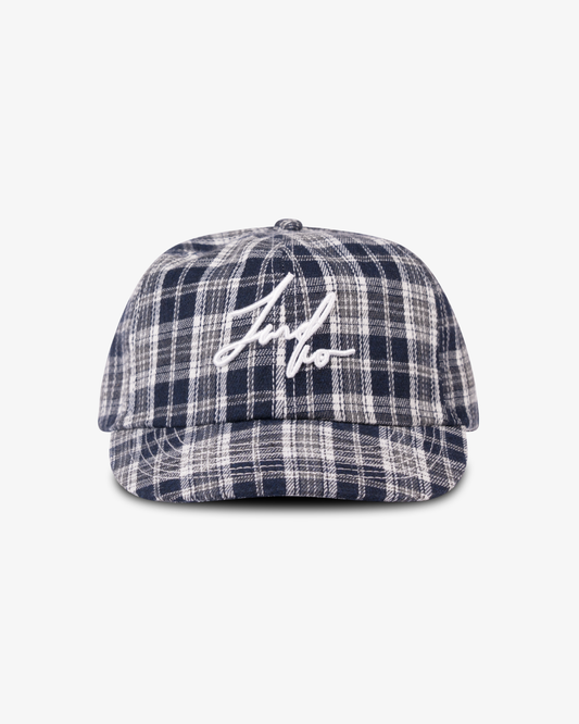 Winter Plaid Cap - Short Brim 6 Panel - Navy