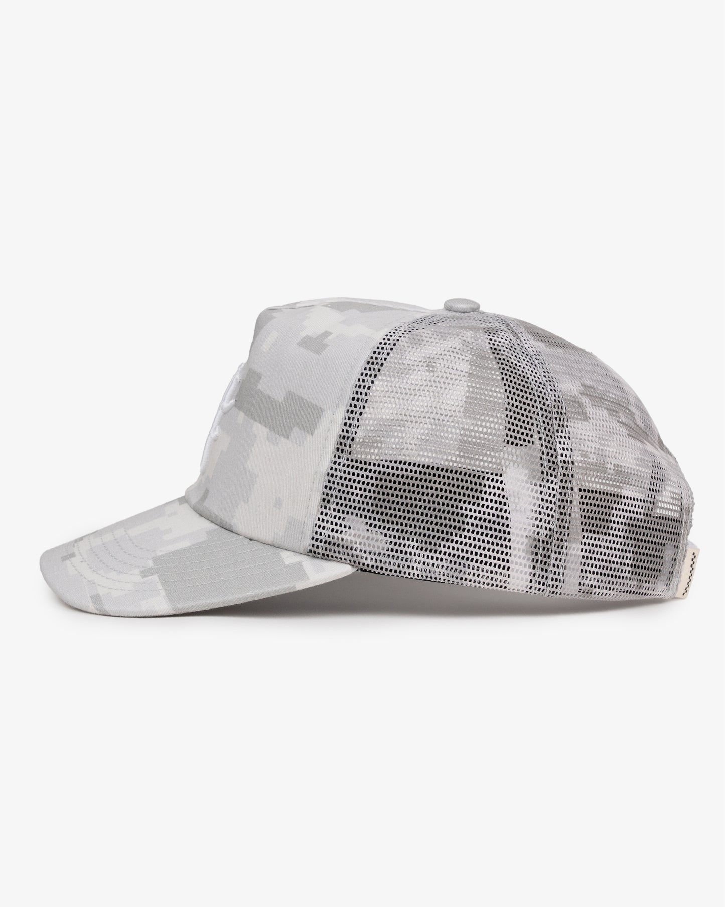 Glass Half Full Trucker Cap - Short Brim 5 Panel - Digital Camo