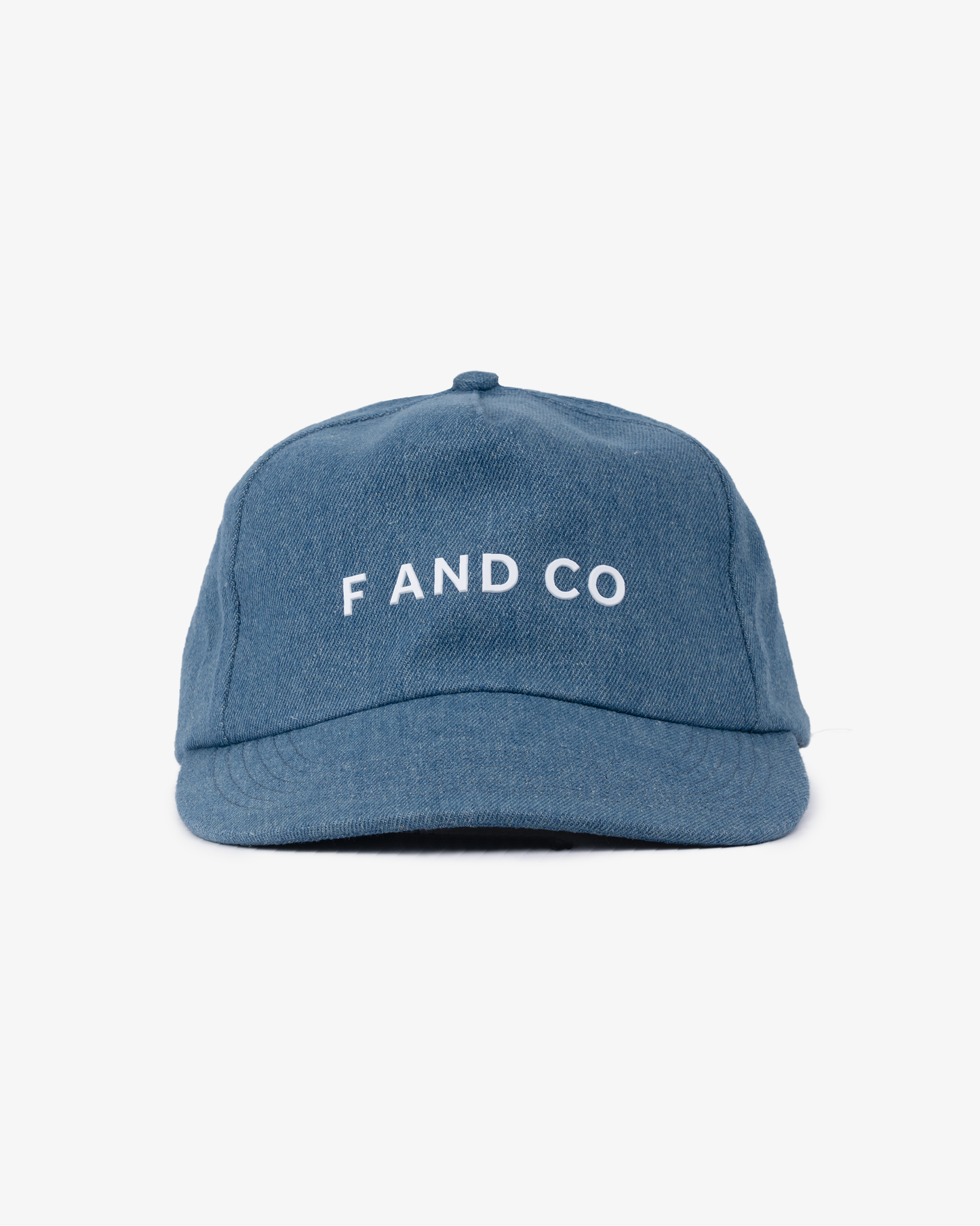 Denim Logo Cap - Wide Brim 5 Panel - Light Blue Denim