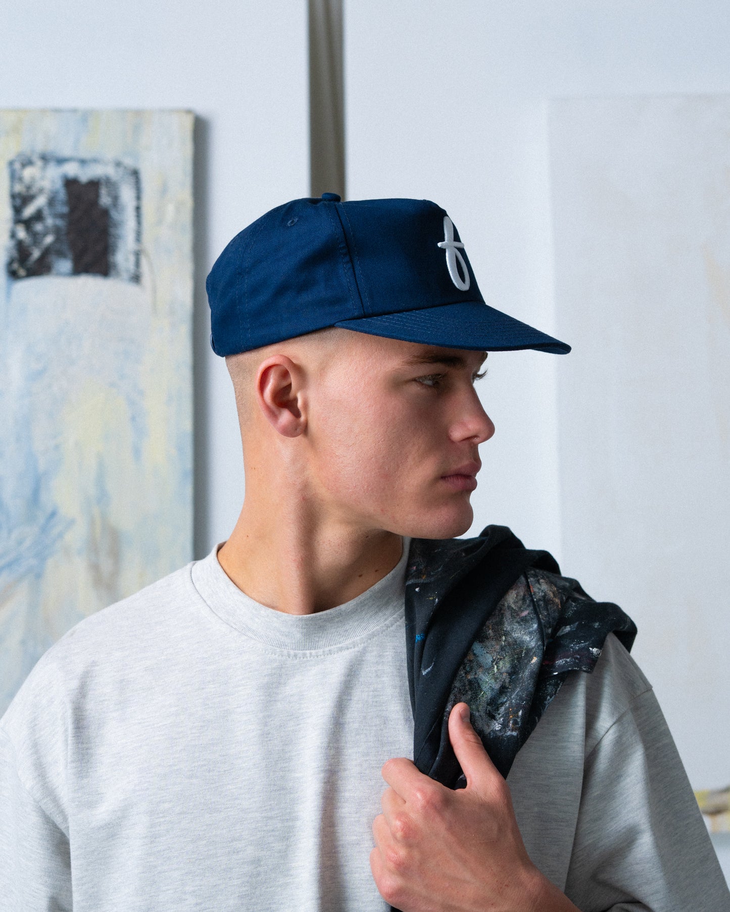 Art Letterman Cap - 5 Panel - Navy/Distressed