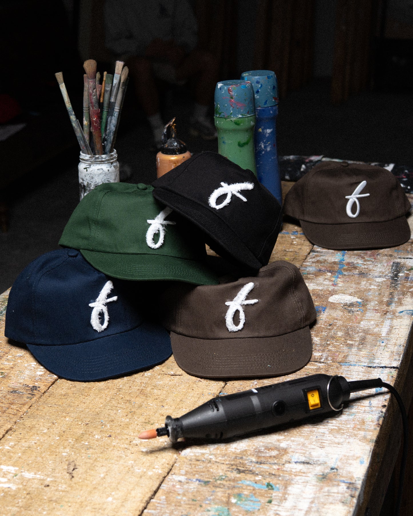 Art Letterman Cap - 5 Panel - Black/Distressed