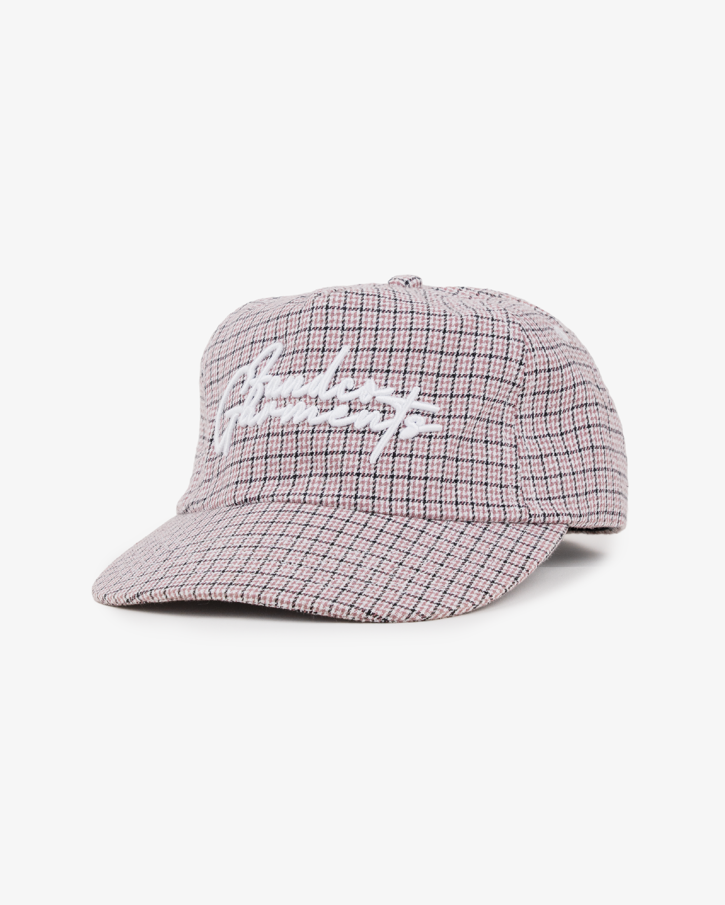 BHF Script Cap - Short Brim 5 Panel - Pink/Black Plaid