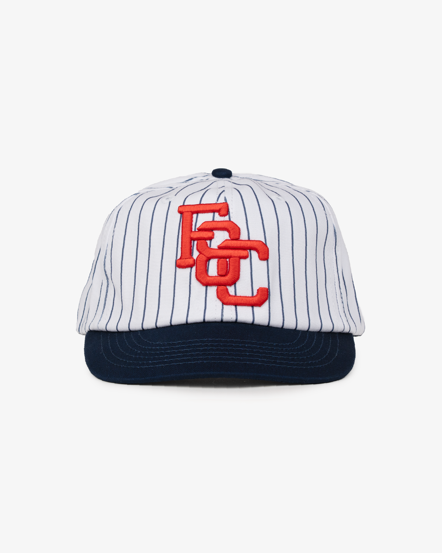 Monogram Ball Cap - Short Brim 6 Panel - White Pinstripe