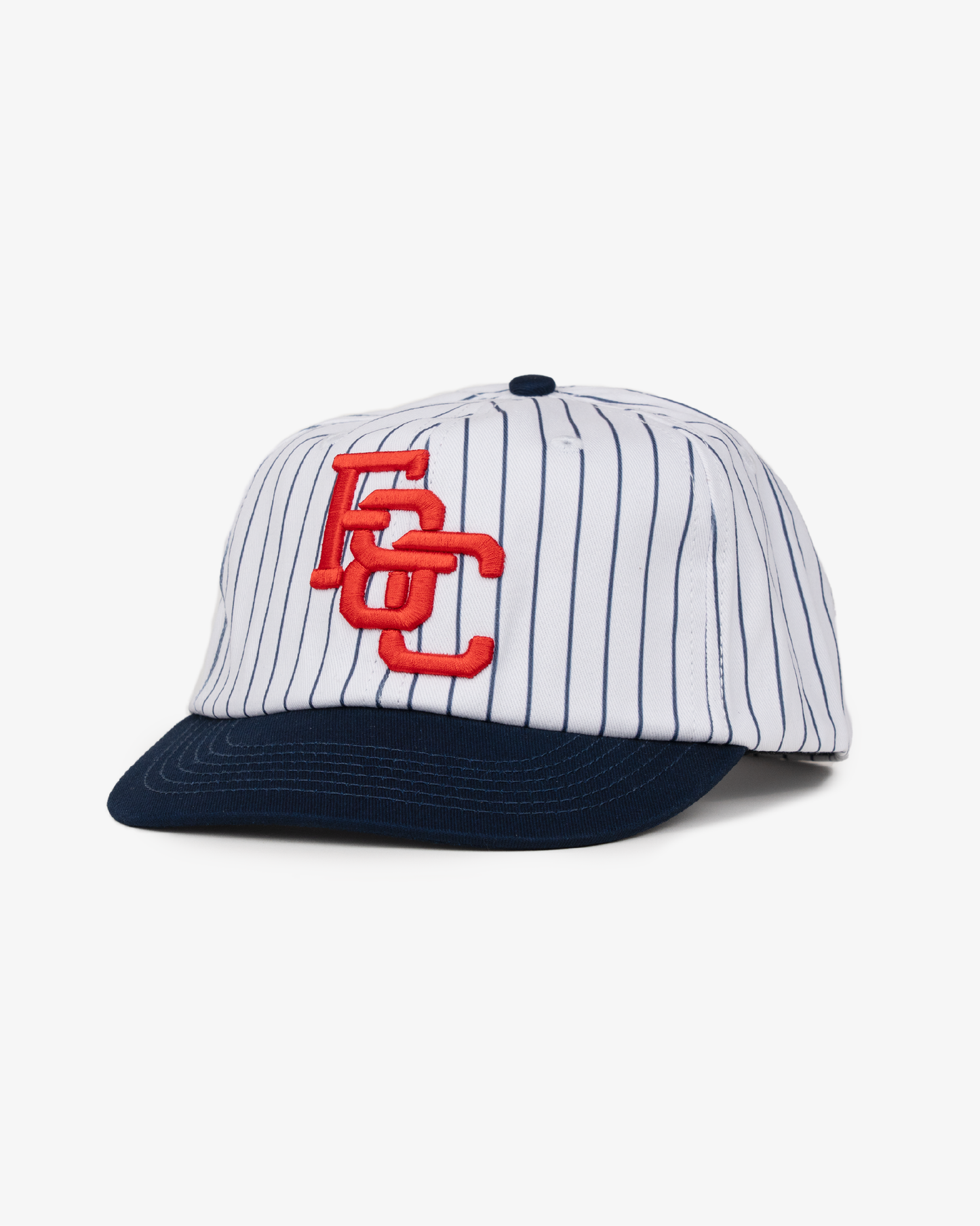 Monogram Ball Cap - Short Brim 6 Panel - White Pinstripe