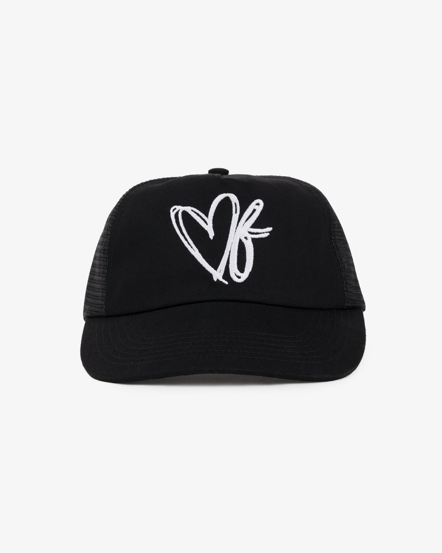Heart Monogram Cap - Wide Brim 5 Panel - Black/Trucker