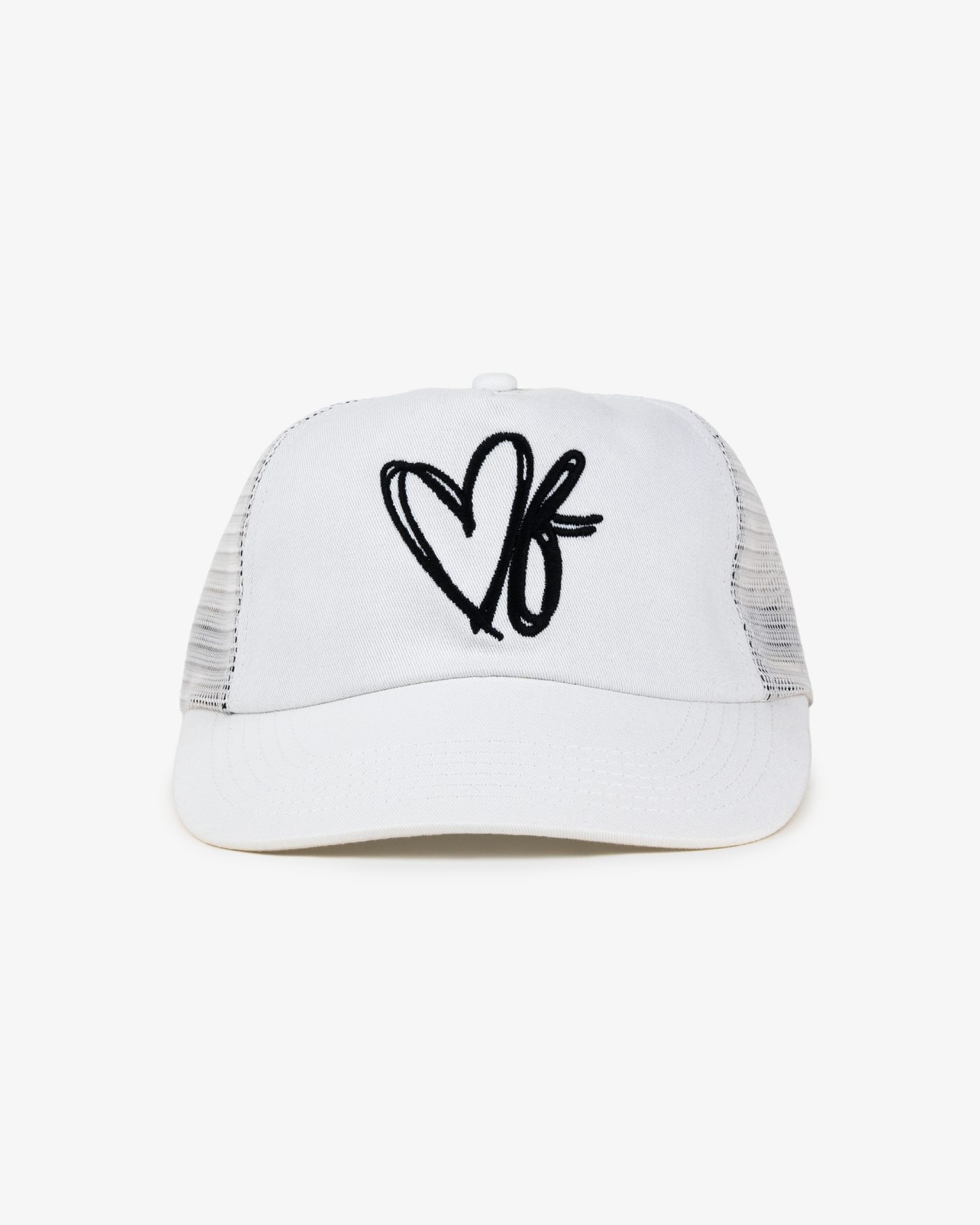 Heart Monogram Cap - Wide Brim 5 Panel - Off White/Trucker