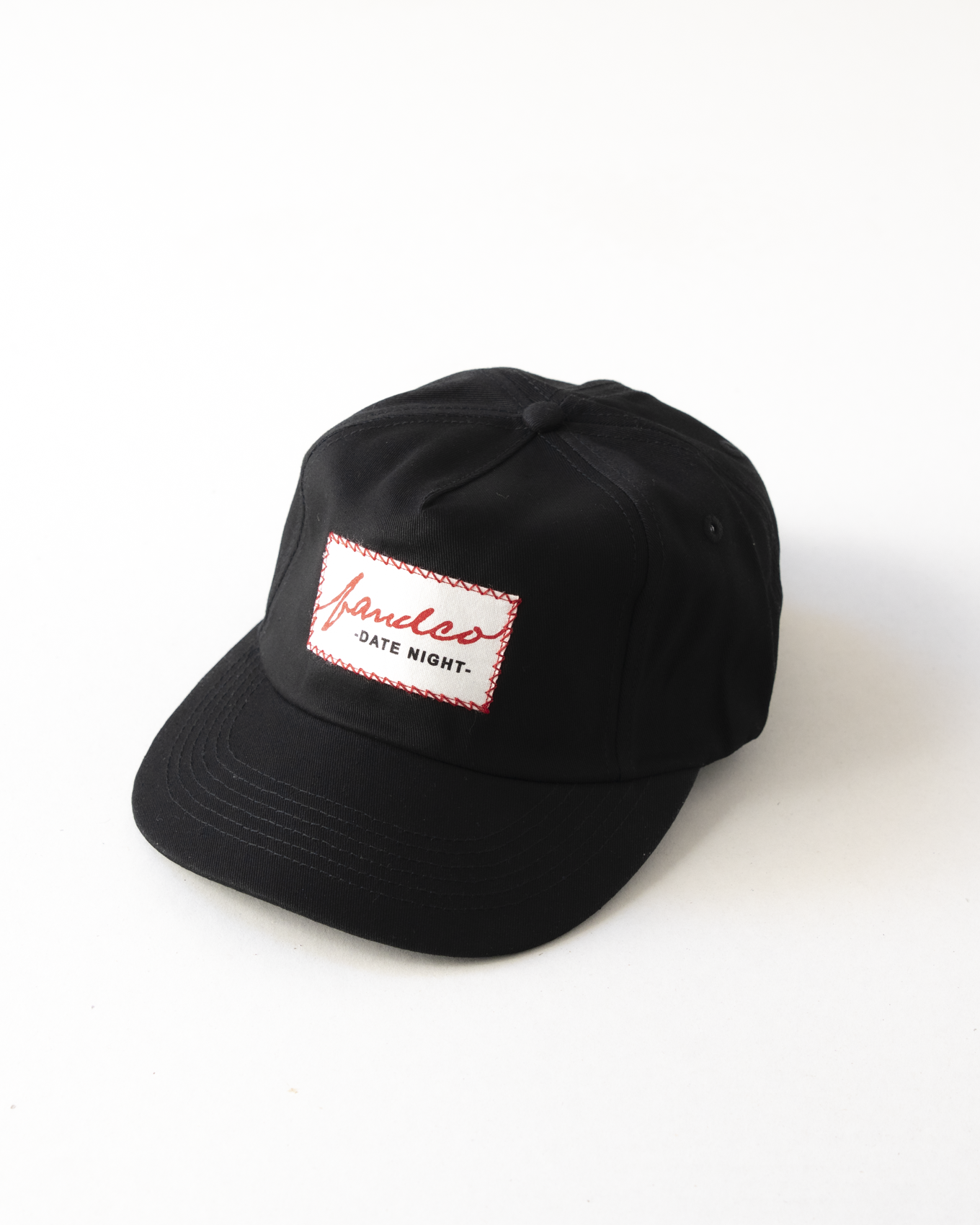 Evening Patch Cap - Wide Brim 5 Panel - Black