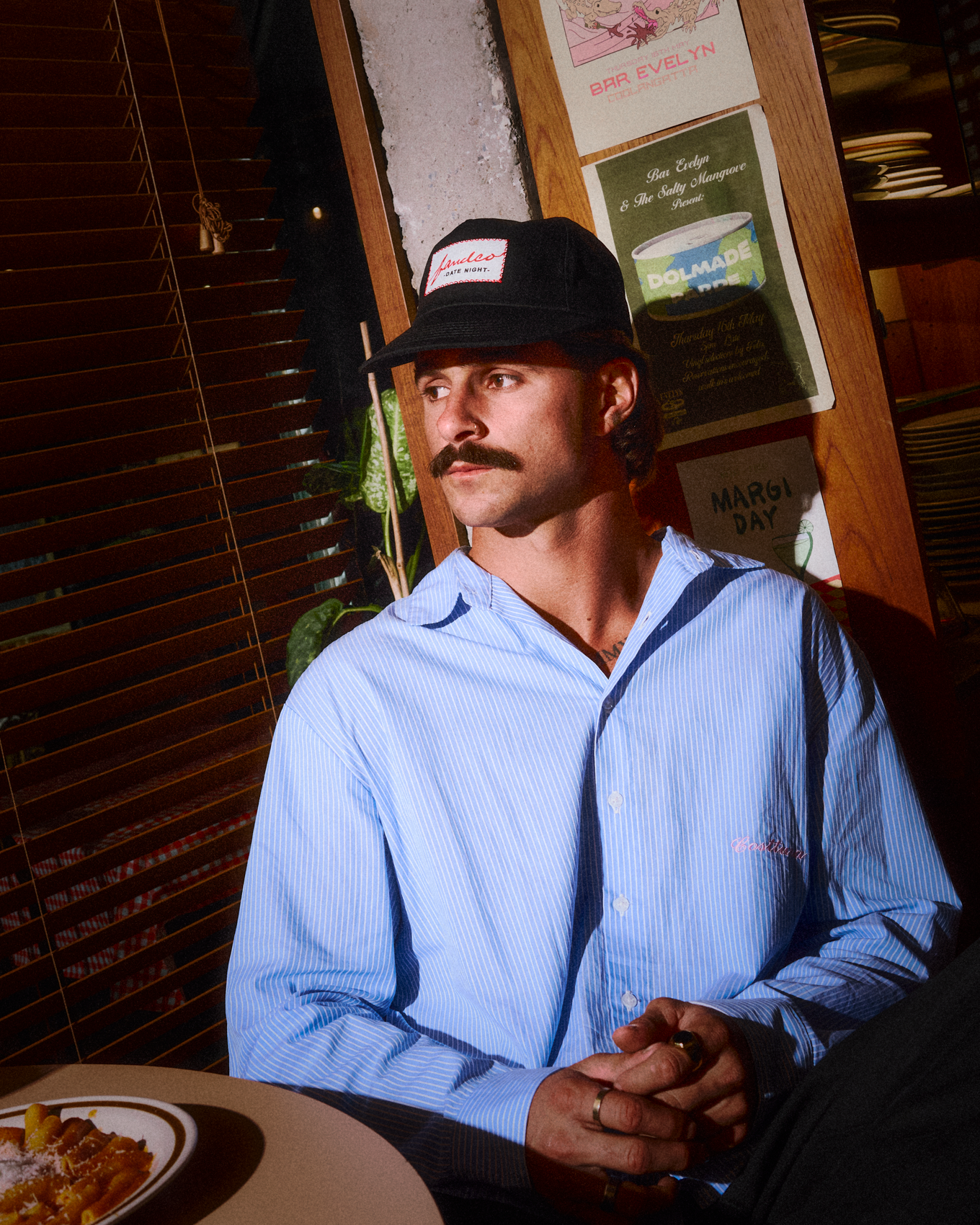 Evening Patch Cap - Wide Brim 5 Panel - Black
