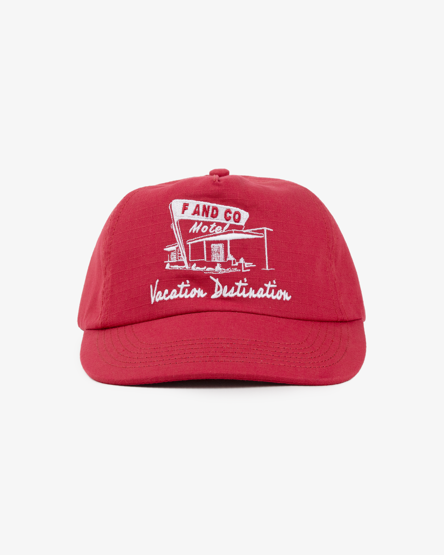 Motel Cap - Wide Brim 5 Panel - Cherry Red
