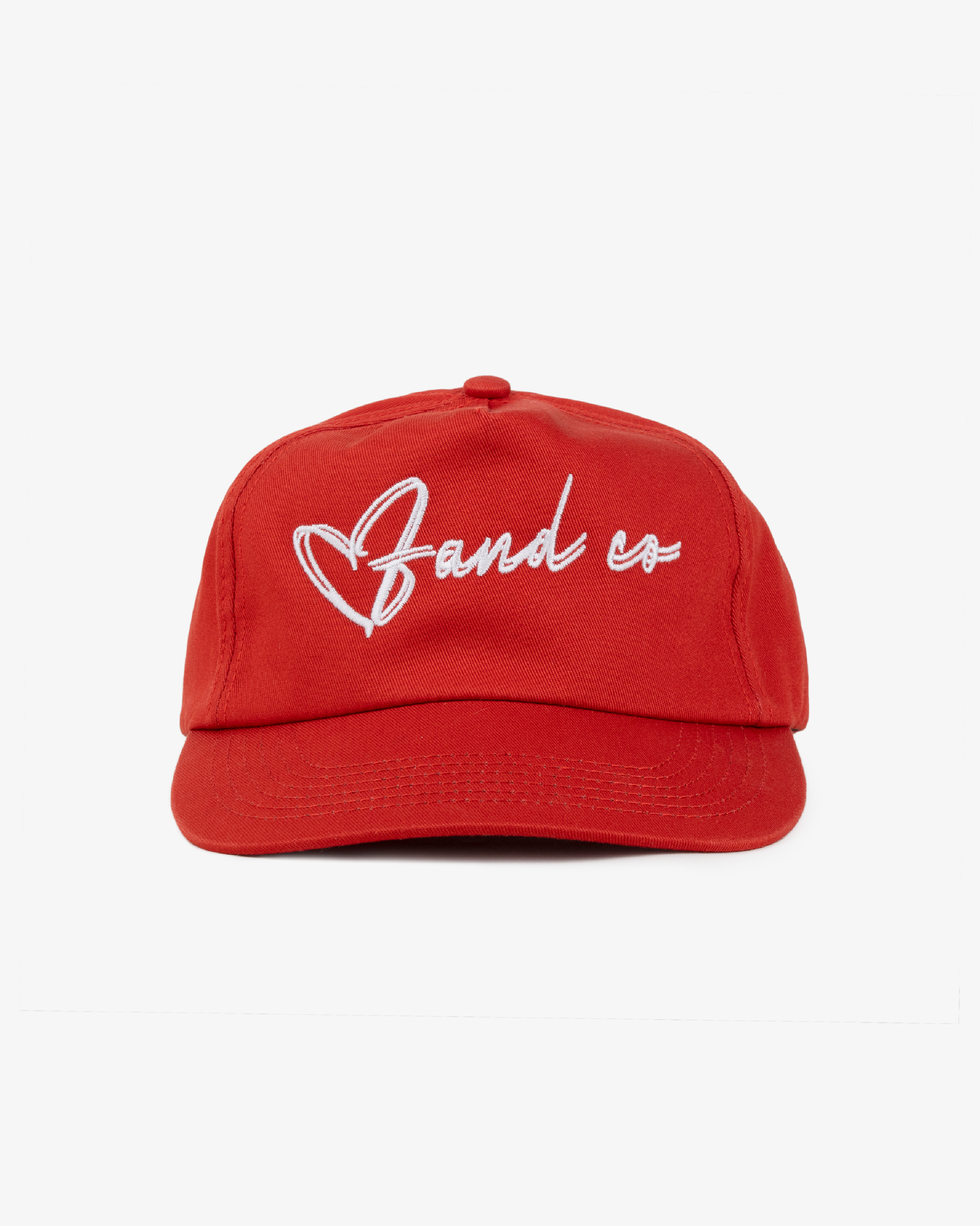 Heart Script Cap - 5 Panel - Red