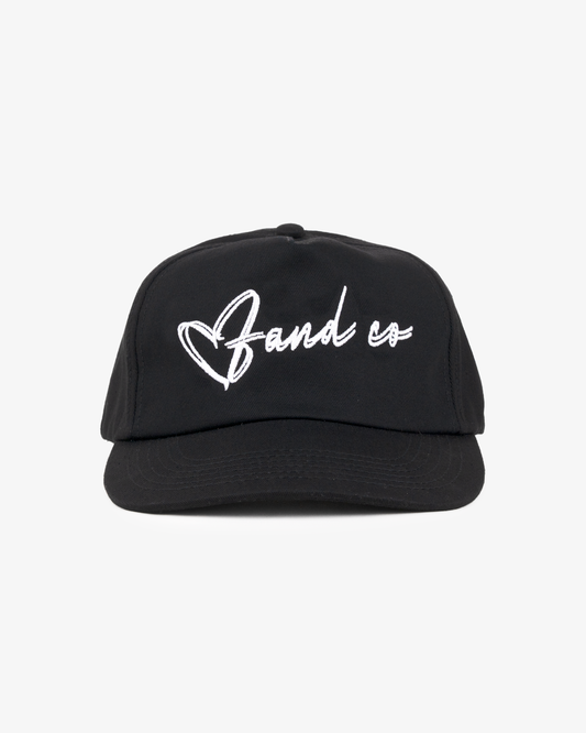 Heart Script Cap - 5 Panel - Black