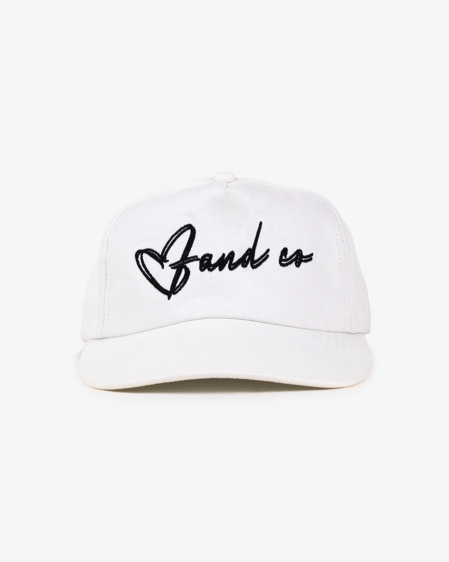 Heart Script Cap - 5 Panel - White