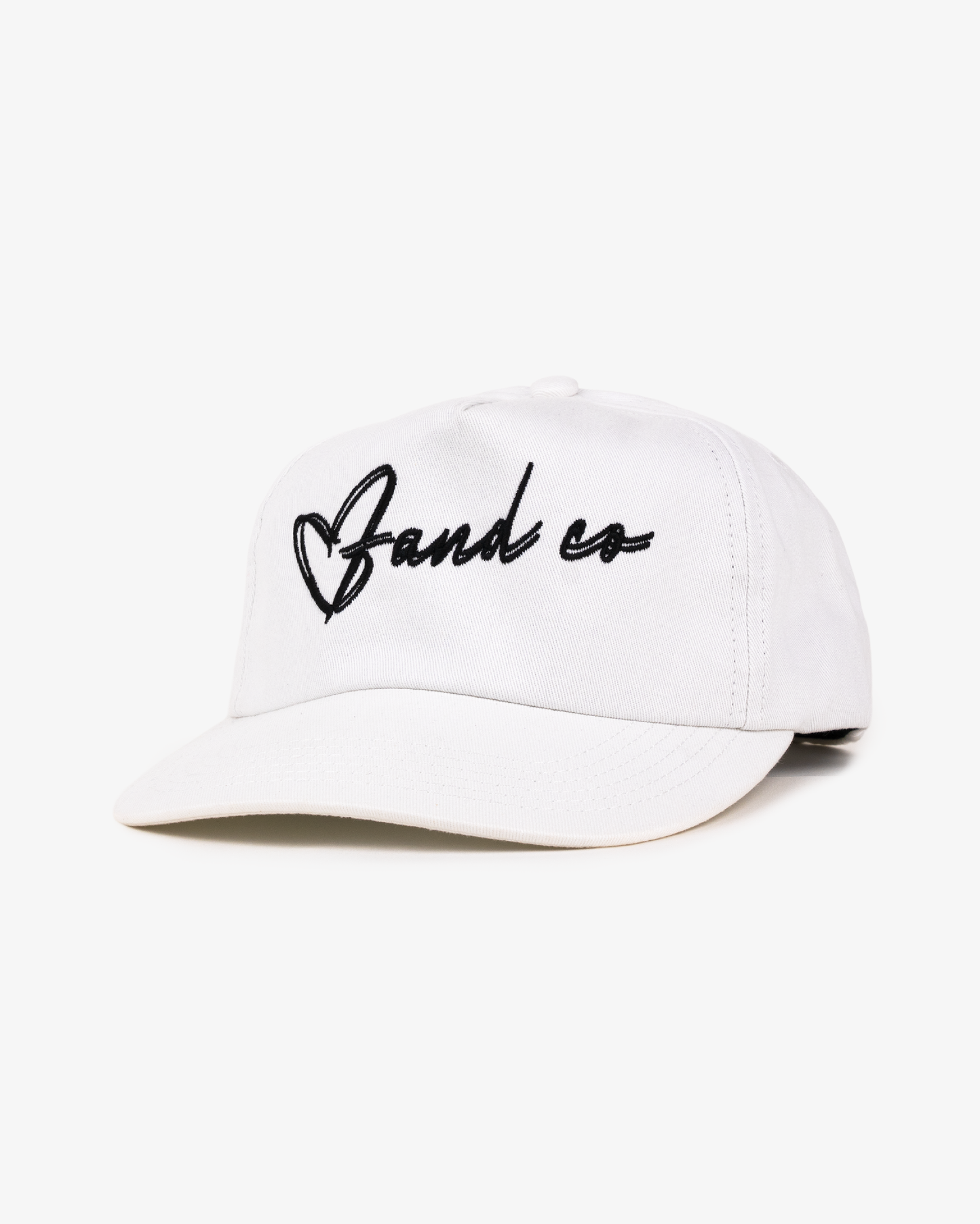 Heart Script Cap - 5 Panel - White